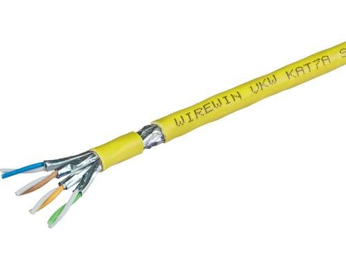 Wirewin Verlegekabel: S/FTP, 1000m, gelb Cat.7A, 4x2xAWG23, LSOH-3, 1000Mhz, CCA
