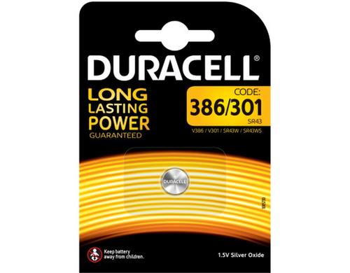 DURACELL Knopfbatterie Specialty 386/301 1.5 Volt, 1 Stck, V386,V301,SR43W,SR4WS