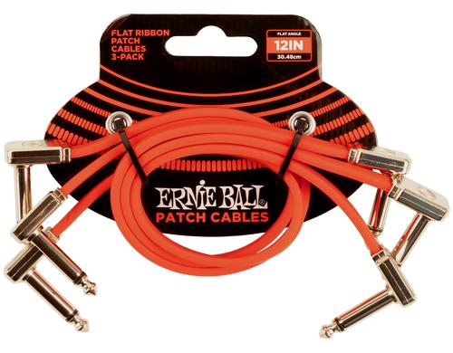 Ernie Ball 6403 Patchkabel flach, gew./gew., rot, 30 cm, 3er
