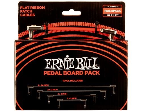 Ernie Ball 6404 Patchkabel Multipack flach, gew./gew., rot, Multi-Pack