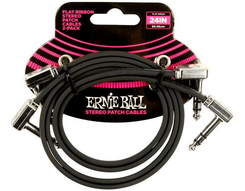 Ernie Ball 6406 Patchkabel Stereo Stereo, flach, gew./gew., schwarz,60 cm,2er