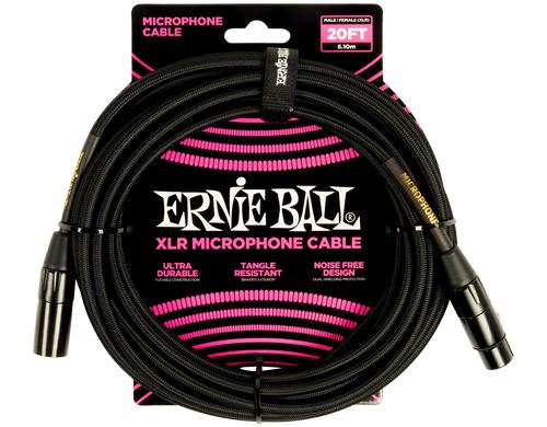 Ernie Ball 6392 Mikrofonkabel XLR/XLR, Gewebe, schwarz, 6.09 m