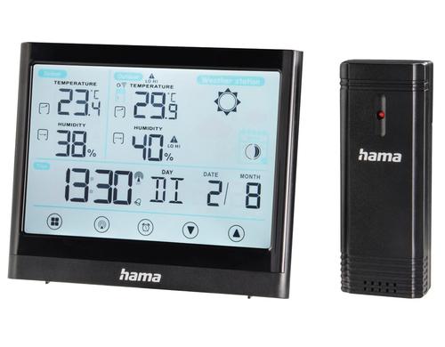 Hama Wetterstation Full Touch Keine Farbe, 5 Symbole, bis 3 Aussensensore