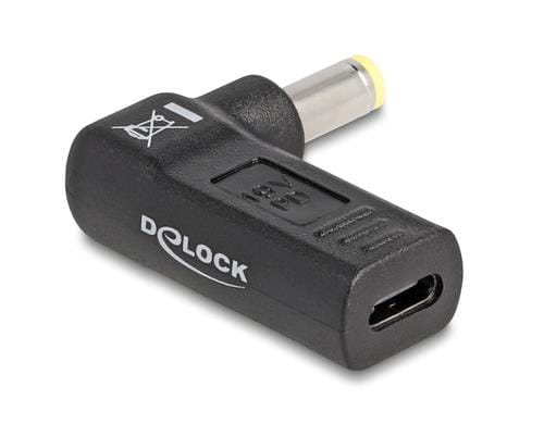 Delock USB-C zu 5.5x2.5mm Adapter Buchse zu Stecker 90, gewinkelt