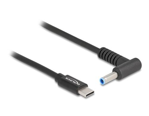 Delock Ladekabel USB-C-4.5x3.0mm zu HP Stecker, 1.5m, schwarz, 20 V