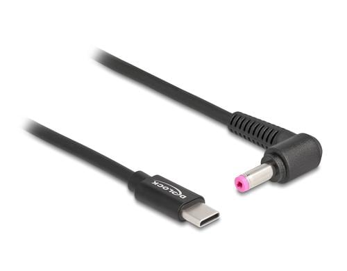 Delock Ladekabel USB-C-4.8x1.7mm zu HP Stecker, 1.5m, schwarz, 20 V