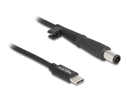 Delock Ladekabel USB-C-7.4x5.0mm zu HP Stecker, 1.5m, schwarz, 20 V