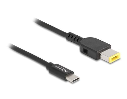 Delock Ladekabel USB-C-11.0x4.5mm zu Lenovo Stecker, 1.5m, schwarz, 20 V