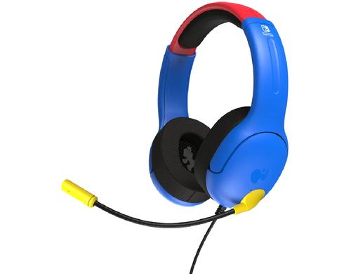 PDP Airlite Headset Mario NSW Wired 3.5mm Klinker, Stereo, Rot/Blau