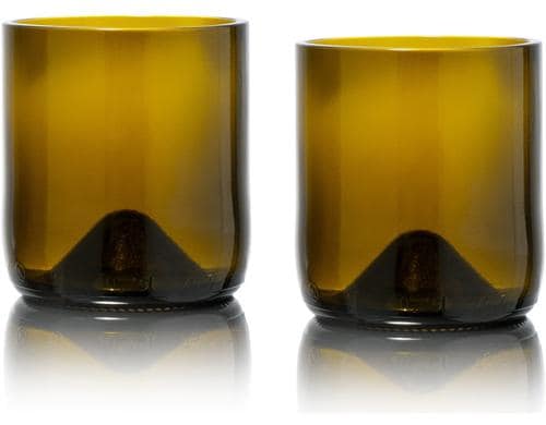 Rebottled Whiskeyglas Olive 2er Set D 7.2cm, H 11cm, recyceltes Glas