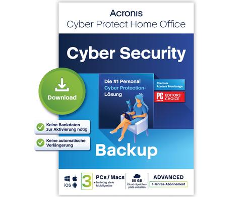 Cyber Protect Home Office Security Edition ESD, Subscription, 1yr, 3 PC, 50GB