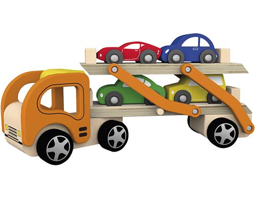 Spielzeug-Autotransporter aus Holz