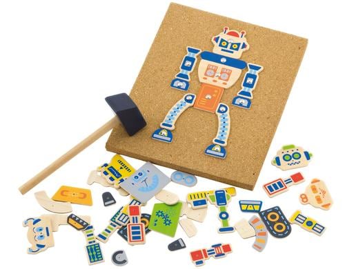 Hammerspiel Roboter mit Holzteilen