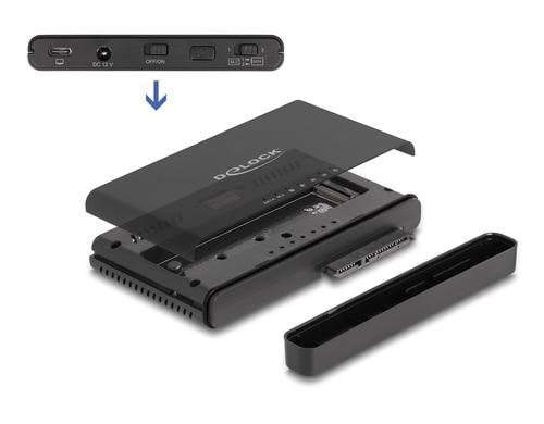 Delock USB-C Konverter fr 1x M.2 NVMe SSD +1x SATA SSD/HDD mit Klon Funktion