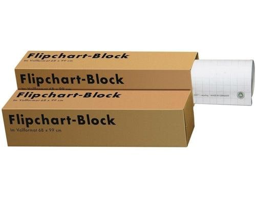 Landr Flipchart Block kariert 5 Stk. 25mm, 80g/qm, 68x98cm, 20 Blatt, recycle