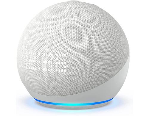 Amazon Echo Dot 5. Gen. mit Uhr Weiss, Smart Speaker, Alexa