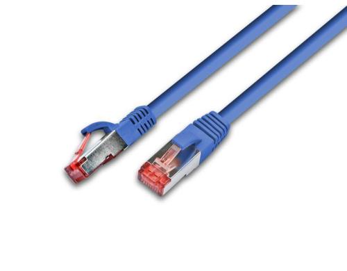 Wirewin Patchkabel: S/FTP 0.75m blau Cat.6, AWG27, 1Gbps, 250MHz, Zugentlastung