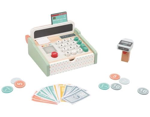Spielba Kasse mit Scanner + Holzrechner Alter: 3+
