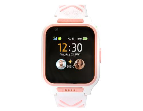 MyKi 4 Smartwatch White Pink, 4G und GPS SOS Button, Sprache, Video, Safe Zones