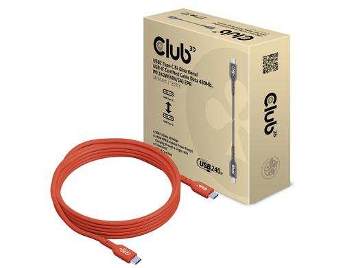 Club 3D, Kabel USB Typ-C USB-IF Zert. PD 240W, 4m