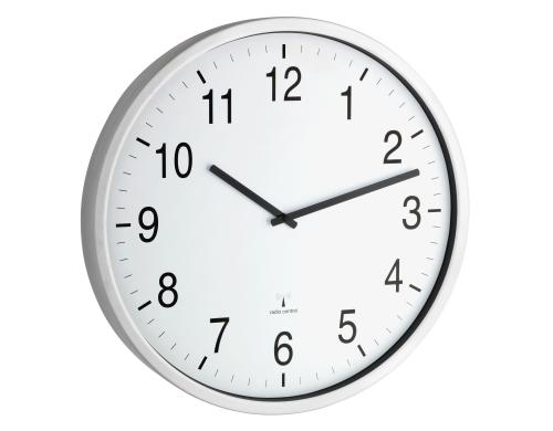 Funk Wanduhr XXL, silber-weiss 50.5cm Durchmesser