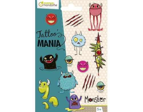 Avenue Mandarine Tattoo Mania Monster 1 Bogen mit 15 Tattoos
