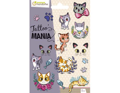 Avenue Mandarine Tattoo Mania Katzen 1 Bogen mit 13 Tattoos