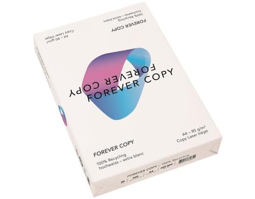 Forever Copy A4, hochweiss, recycling 500 Blatt, 80g, Weisse 135 CIE