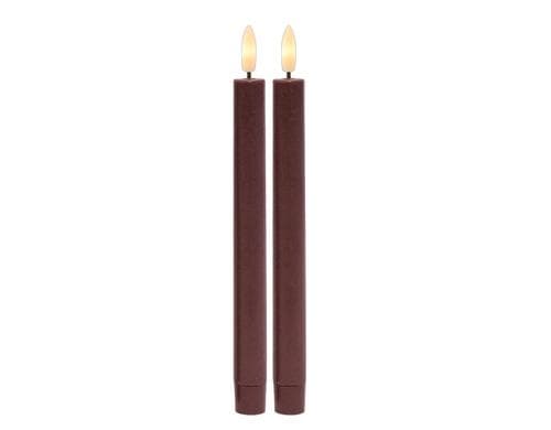 Sirius LED-Kerzen Sille 2er Set, Bordeaux aufladbar, 2x1LEDs, D 2x25cm