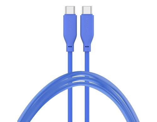 4smarts USB-C-C High Flex Silikon Kabel 60Watt: Farbe: Blau, 1.5m