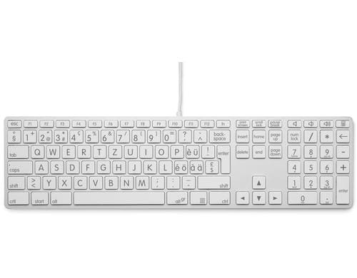 LMP USB Tastatur grosse Beschriftung, WinOS Zahlenblock, 110 Tasten, 2x USB, Alu, SI