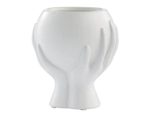 Lene Bjerre Blumentopf Haniya Keramik, 15x13x16.5 cm, weiss