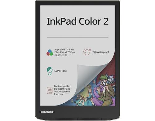 PocketBook InkPad Color 2 Moon Silver 7.8 E-Ink Kaleido Plus Display, IPX8