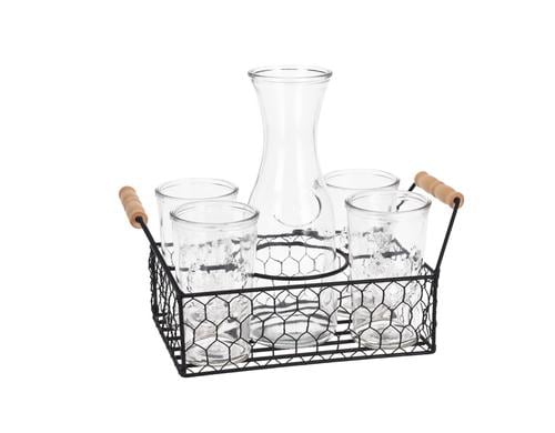 FURBER Trinkglas Set 6-teilig 1xKaraffe, 4x450ml inkl Halter