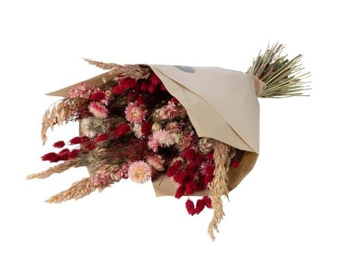 Anjel Trockenblumen-Strauss Rosa klein Natur-Rot, 60x20 cm (LxD)