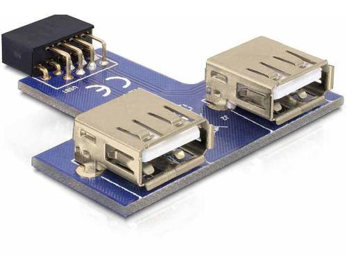 Delock 41824 USB Pinheader Buchse auf 2 x USB 2.0 Buchse - oben