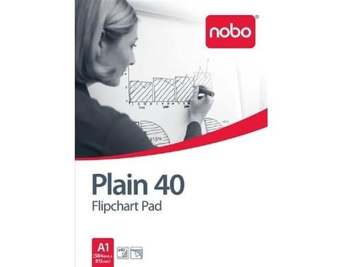 Nobo Flipchartblock, 40 Blatt Weisses Papier, blanko, 58x81cm