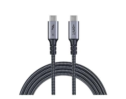 onit Thunderbolt4-Kabel C-C schwarz/grau 1m 240W / 40Gbps / 8K@60Hz / PD3.2 / Coax