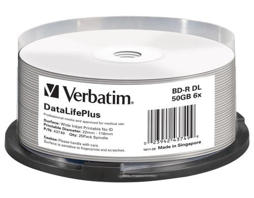 Verbatim BD-R 6x Dual Layer 50GB 25 Spindel Blu-ray Scratchguard plus, bedruckbar