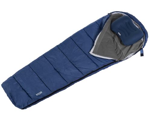 KOOR Schlafsack+Schlafsackeinlage+Kissen blau-grau