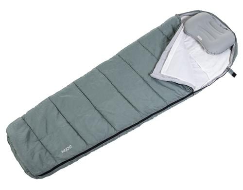 KOOR Schlafsack+Schlafsackeinlage+Kissen grau-offwhite