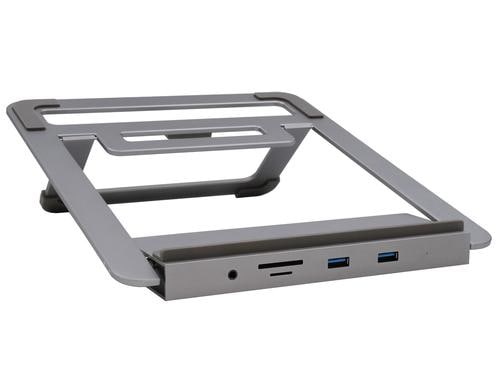 Exsys 12in1 USB-C Dockstation mit Notebook Stand fr Notebook, Matebook und MacBook
