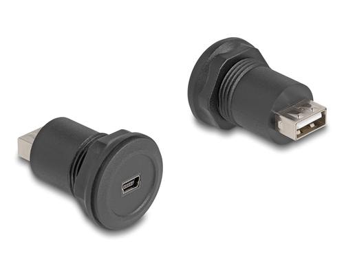 Delock USB2.0 Mini-B zu USB Typ-A Einbaubuchse, schwarz