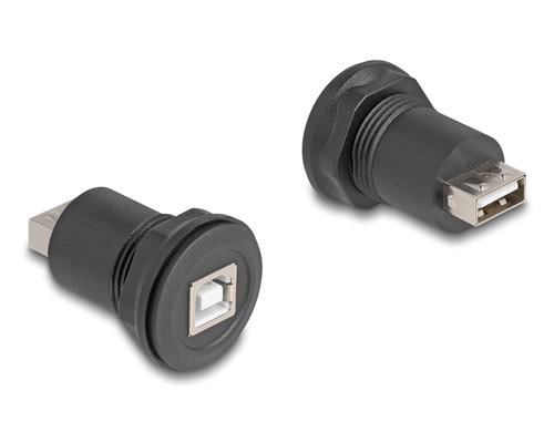 Delock USB2.0 Typ-B zu USB Typ-A Einbaubuchse, schwarz