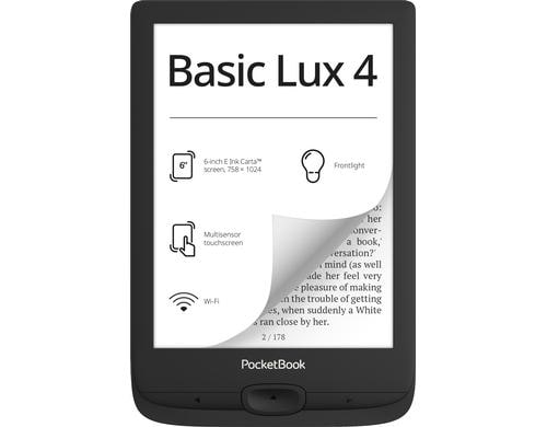 PocketBook BASIC LUX 4 - BLACK 6 E-Ink Carta Display, 8 GB, Dual Core