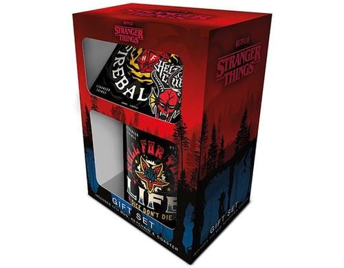 Stranger Things Hellfire Gift Box Tasse, Untersetzer, Schlsselanhnger