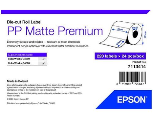 Epson C3400/C3500: PP Matte Label Premium 76x127 ,220 Labels / Roll