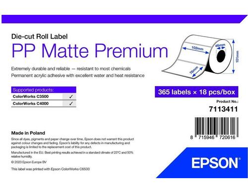 Epson C3400/C3500: PP Matte Label Premium 102x76 ,365 Labels / Roll