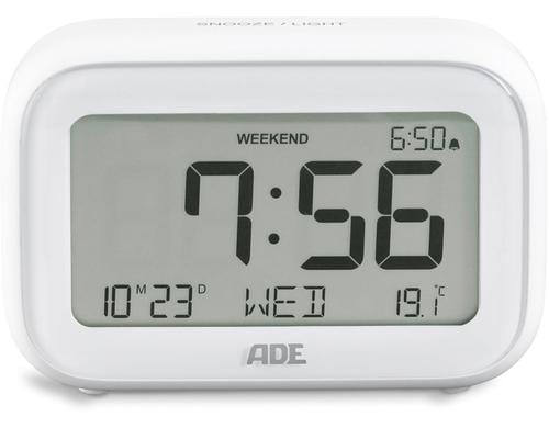 ADE digitaler Wecker, Temperaturanzeige Weiss, 10.8x3.8x7.1 cm, Datum