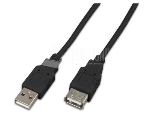 USB2.0-Kabel A-A: 15cm, bis 480Mbps Verlngerungskabel M/F, schwarz